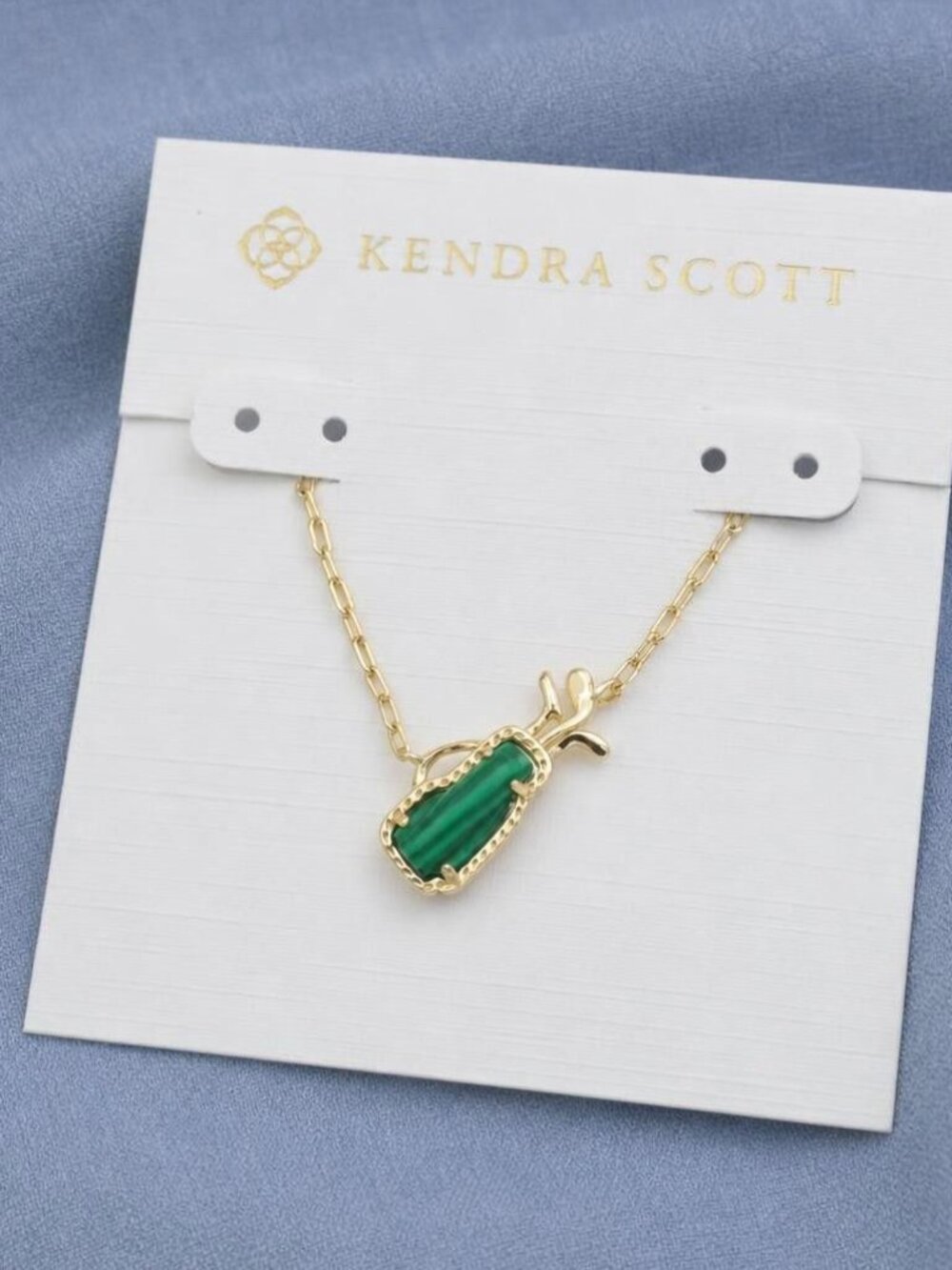 Kendra Scott Golf Gold Green Malachite Pendant Necklace